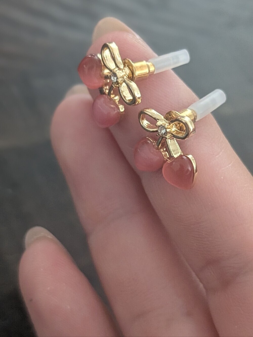 Fashion Jewelry Gold Faux Cherry Earrings - Picture 7 of 7